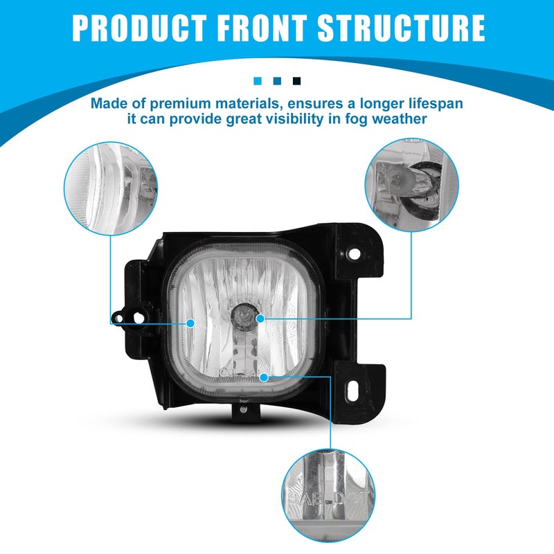 CPW Fog Lights Assembly Compatible with [2004-2005 Ford Ranger] Driving Fog Lights Replacement Fog Light Clear Lens - Image 3